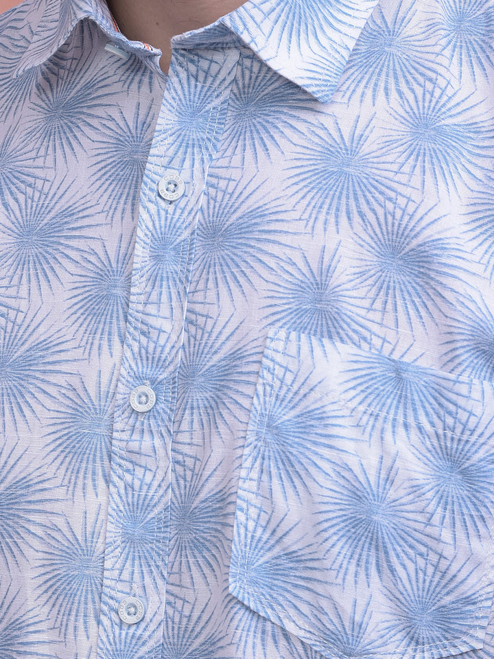 cobb blue printed half-sleeve casual shirt