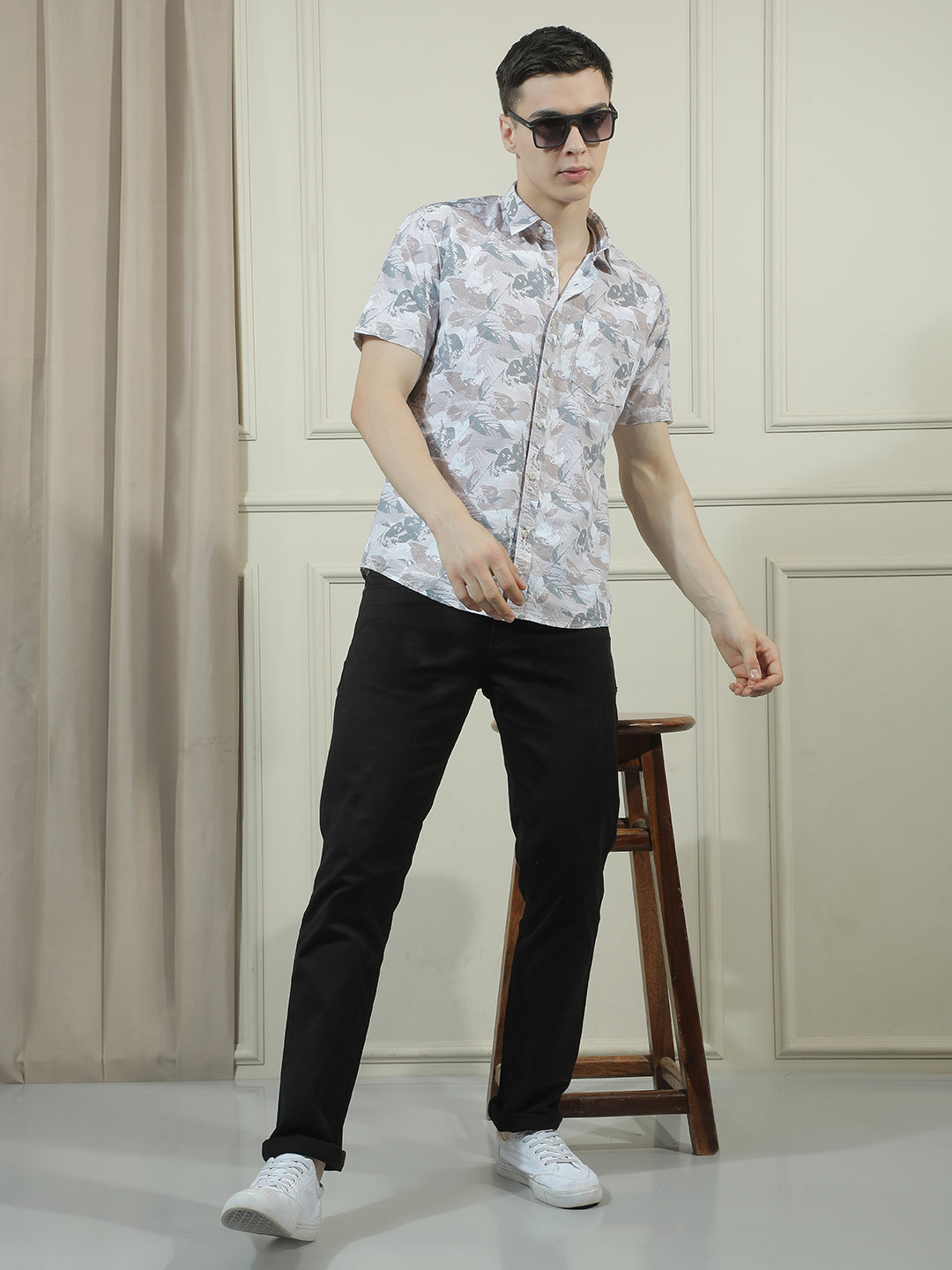 COBB MULTICOLOR PRINTED HALF-SLEEVE CASUAL SHIRT