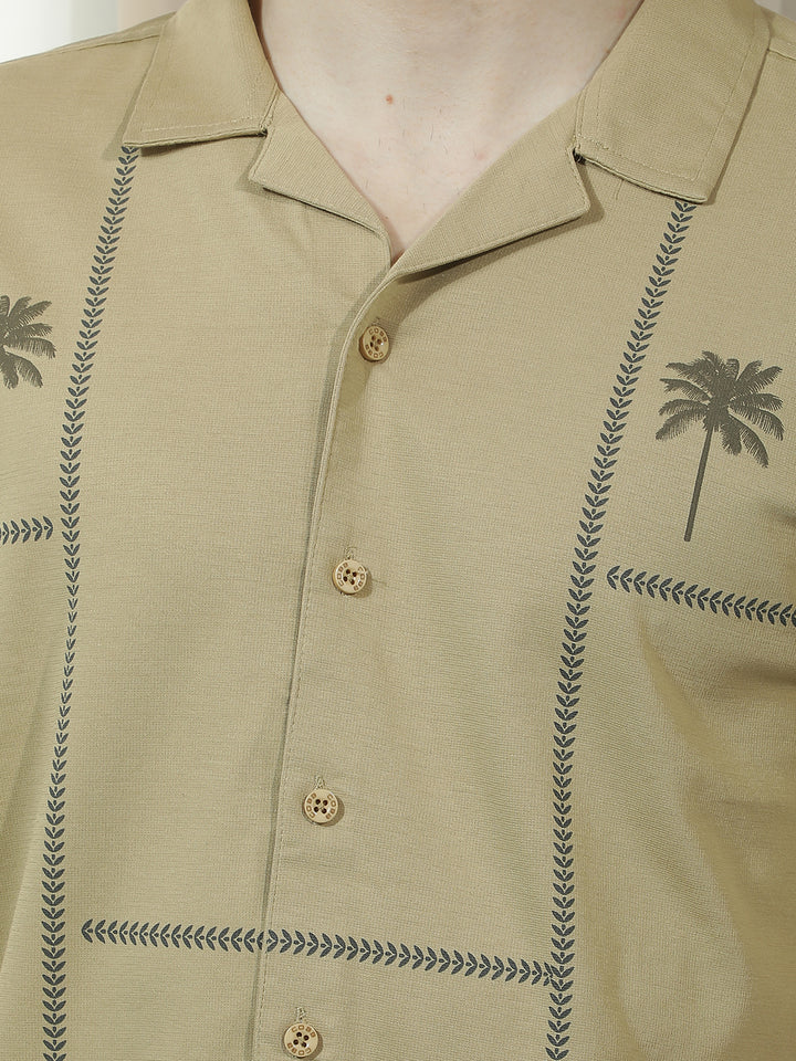 COBB BROWN SELF-DESIGN HALF-SLEEVE CASUAL SHIRT