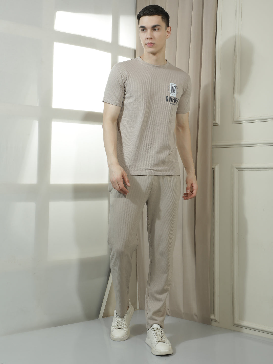 COBB BEIGE SOLID SUMMER CO-ORD SET