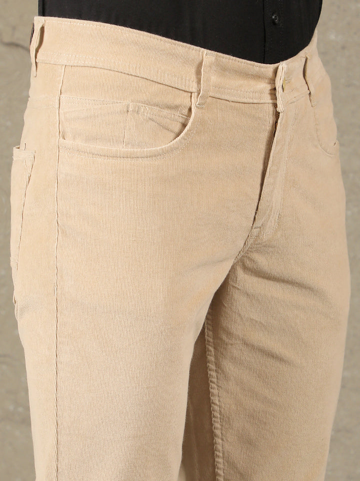 cobb beige ultra fit casual corduroy trouser