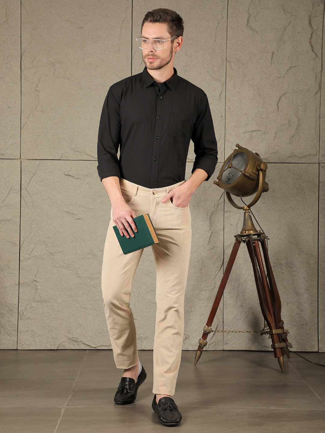 COBB BEIGE ULTRA FIT CASUAL CORDUROY TROUSER