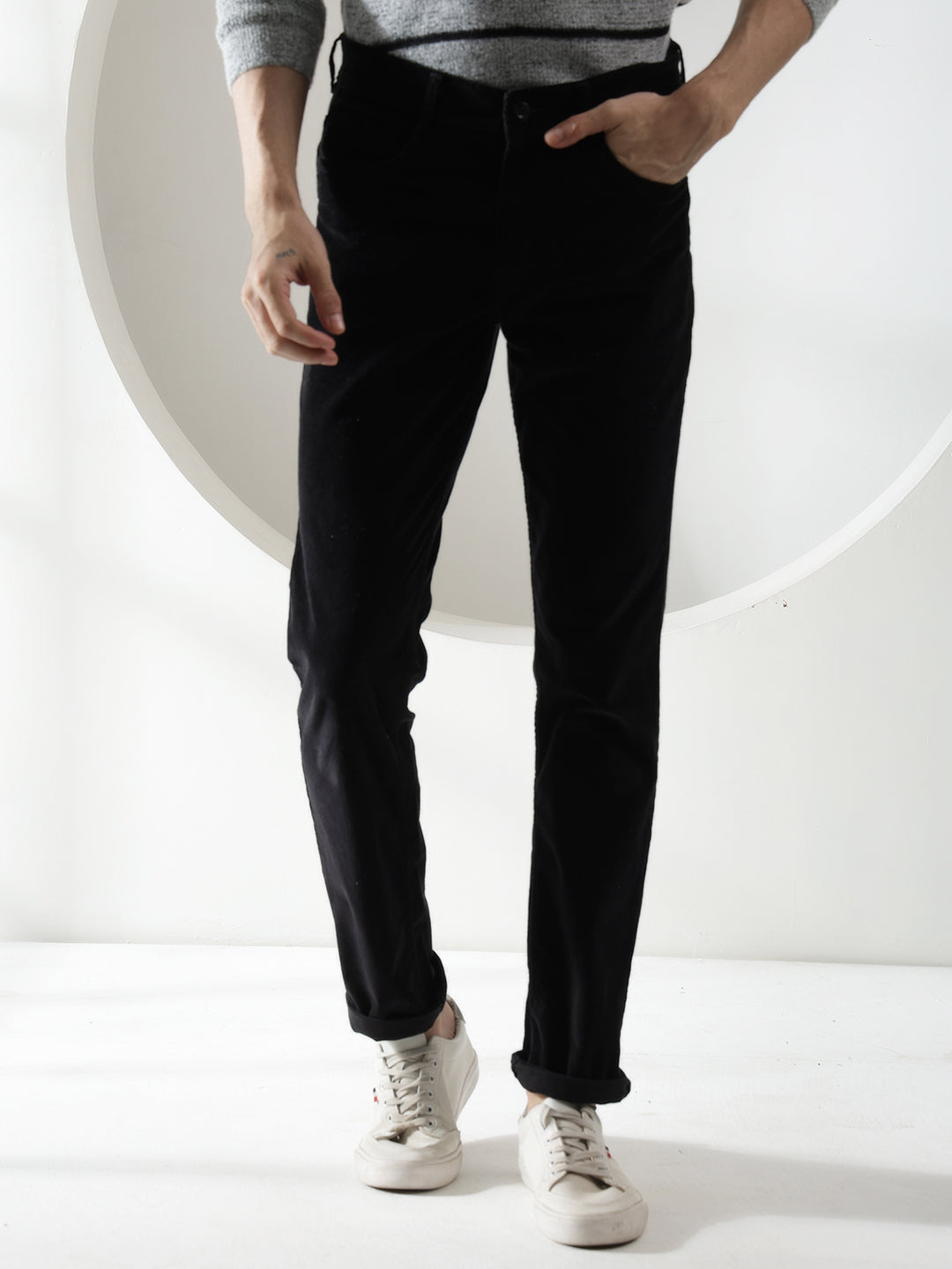 cobb black ultra-fit corduroy trouser