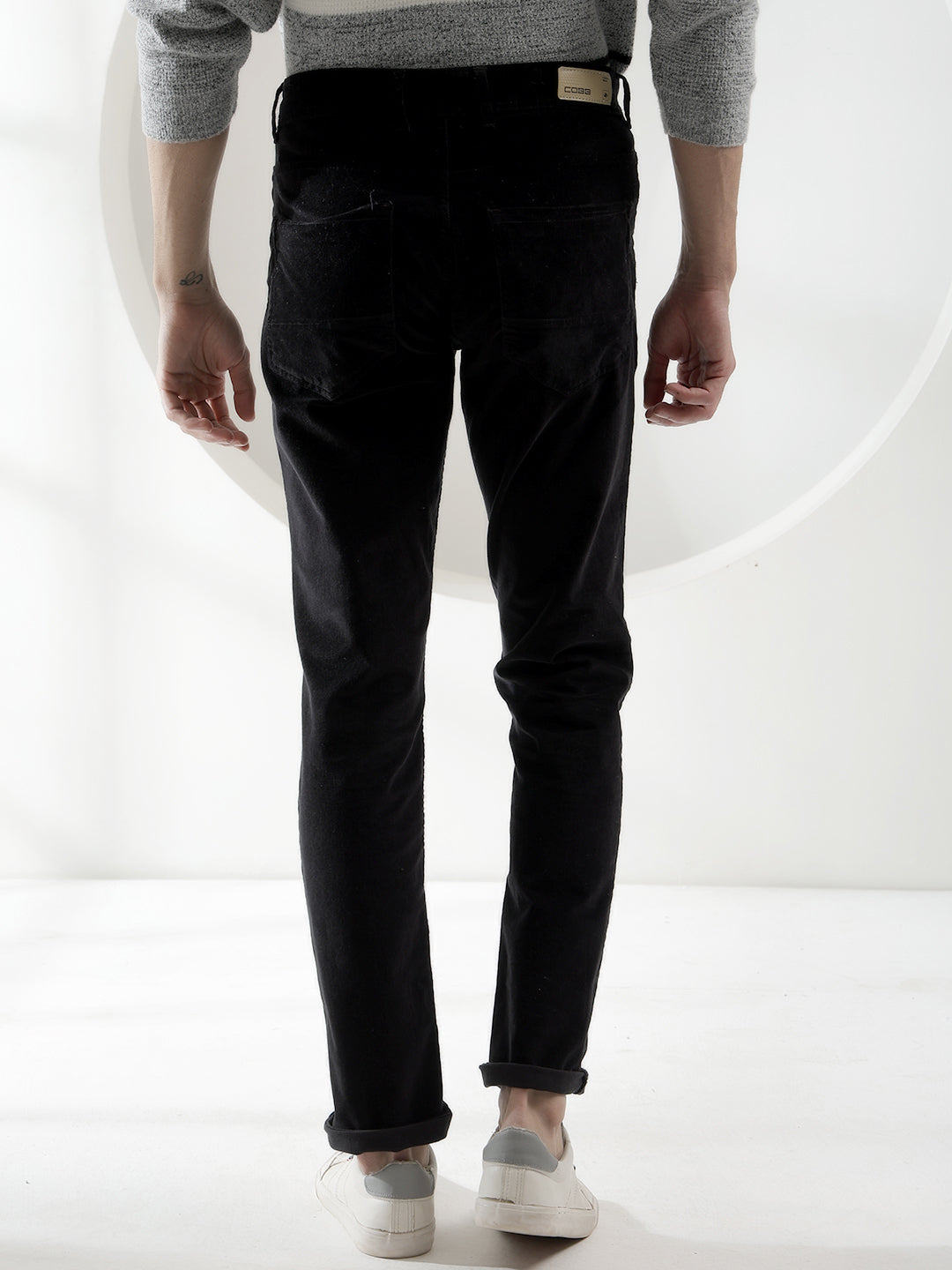 cobb black ultra-fit corduroy trouser