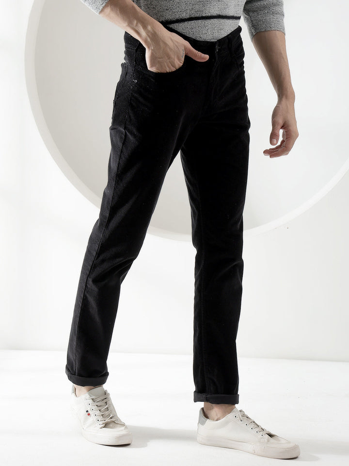 cobb black ultra-fit corduroy trouser