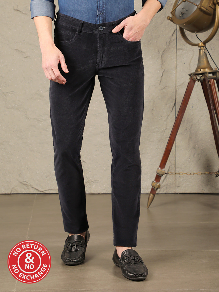 COBB NAVY ULTRA FIT CASUAL CORDUROY TROUSER