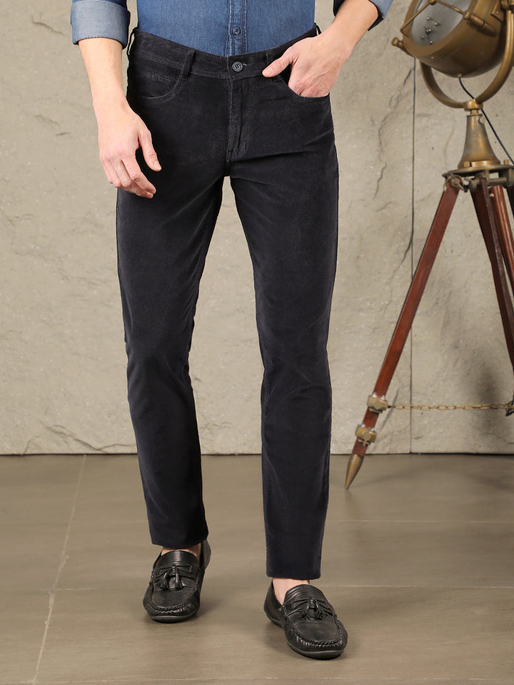 cobb navy ultra fit casual corduroy trouser