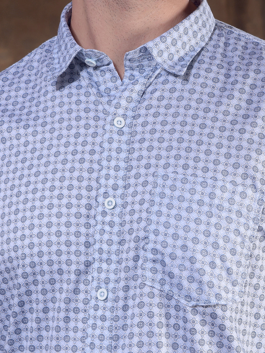 DONLAY ICE BLUE POLKA DOT SLIM-FIT CASUAL SHIRT