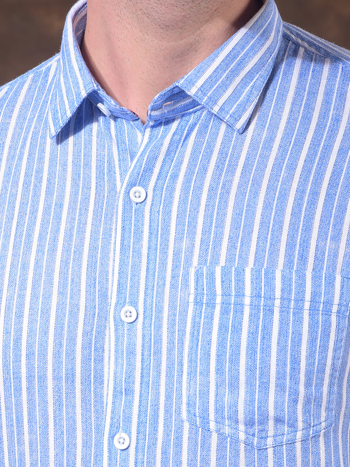 DONLAY BLUE STRIPED SLIM-FIT CASUAL SHIRT