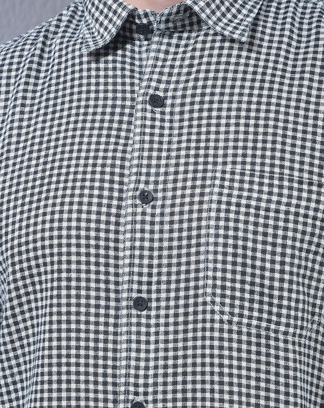 DONLAY BLACK CHECKED SLIM-FIT CASUAL SHIRT