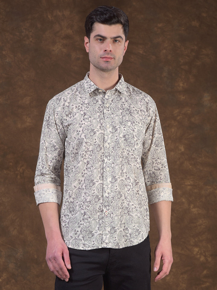 donlay green printed slim-fit casual shirt