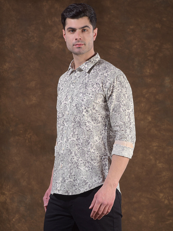 donlay green printed slim-fit casual shirt