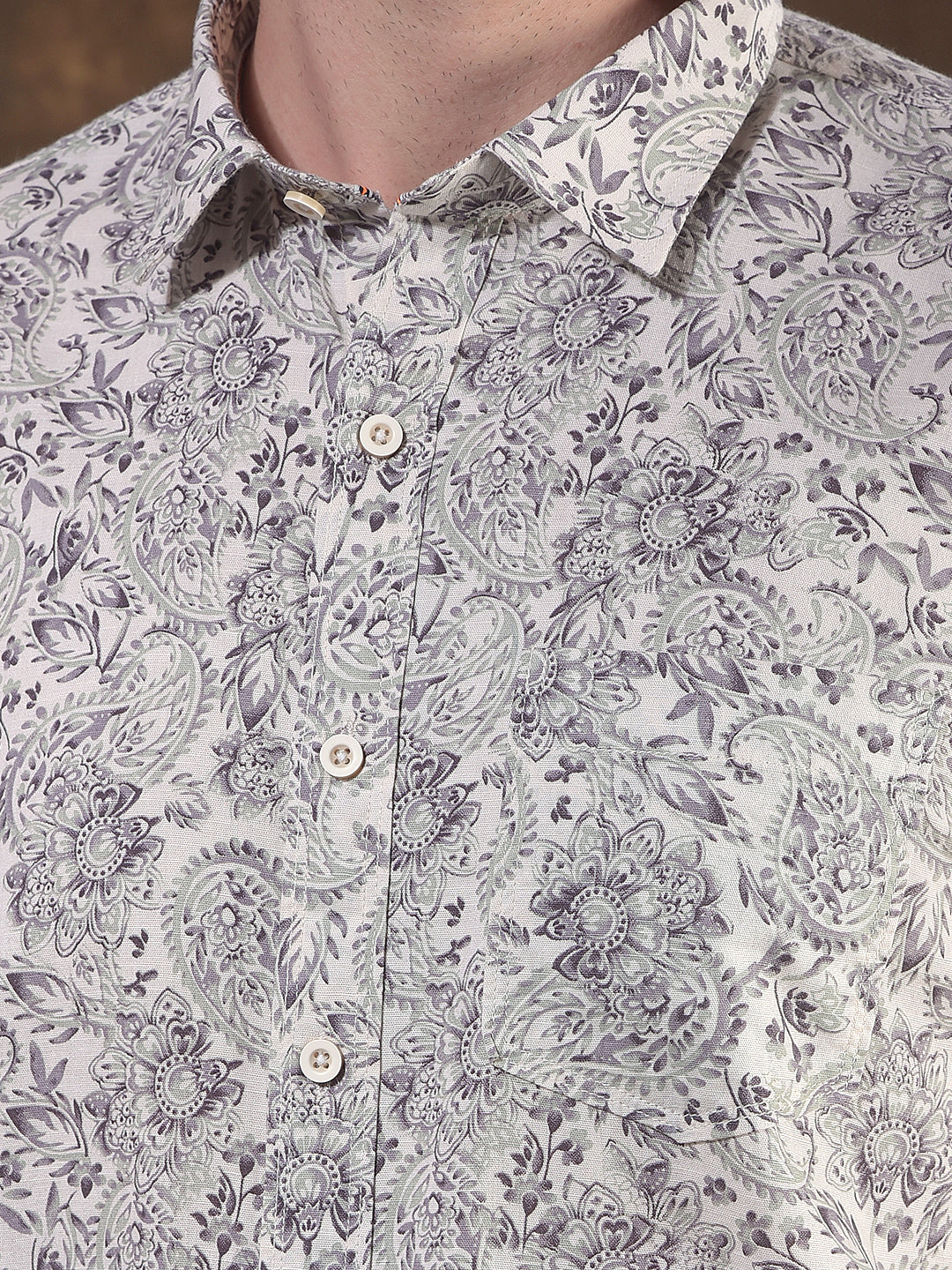 DONLAY GREEN PRINTED SLIM-FIT CASUAL SHIRT