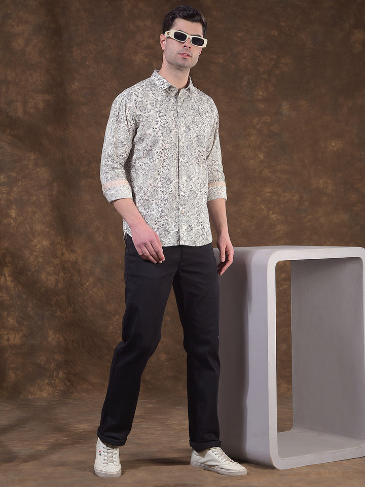 DONLAY GREEN PRINTED SLIM-FIT CASUAL SHIRT