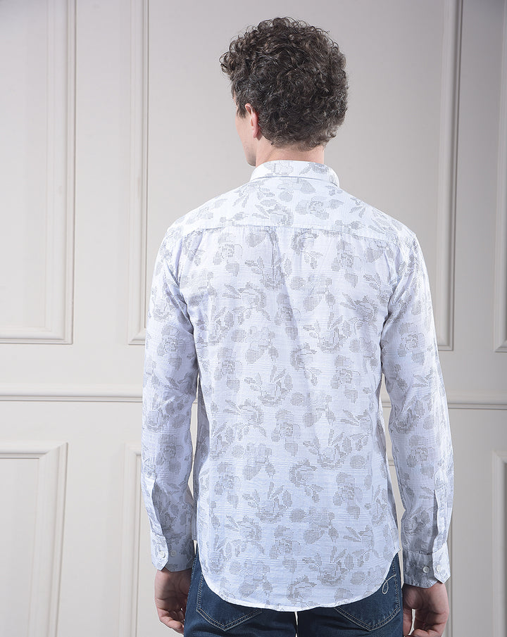 donlay grey printed slim-fit casual shirt