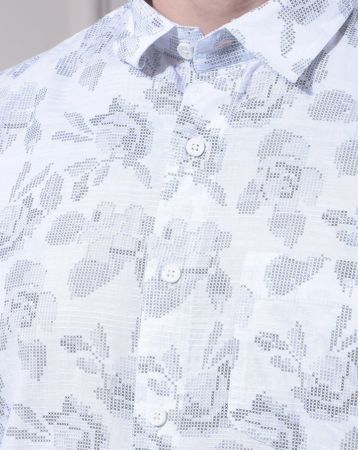 DONLAY GREY PRINTED SLIM-FIT CASUAL SHIRT