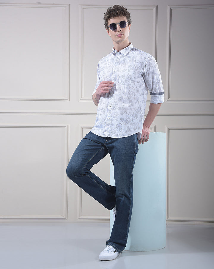 DONLAY GREY PRINTED SLIM-FIT CASUAL SHIRT