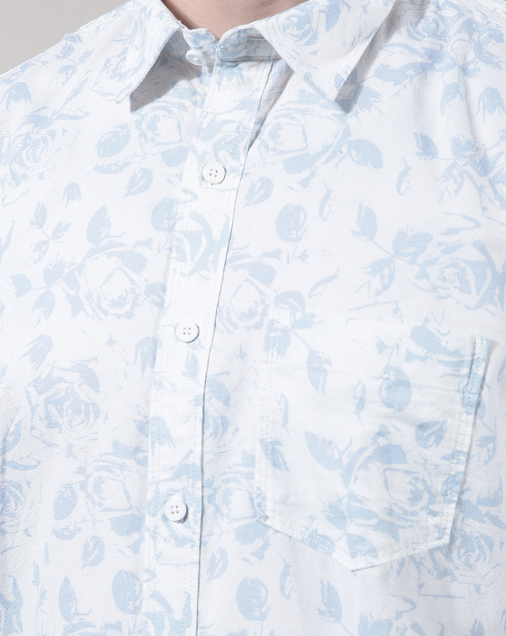 DONLAY SKY BLUE PRINTED SLIM-FIT CASUAL SHIRT