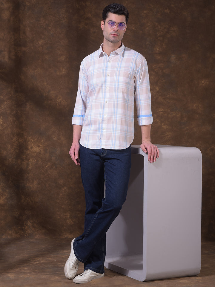 DONLAY PINK CHECKED SLIM-FIT CASUAL SHIRT