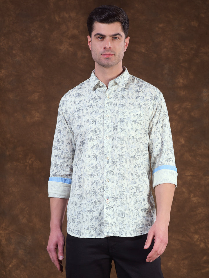 donlay blue printed slim-fit casual shirt