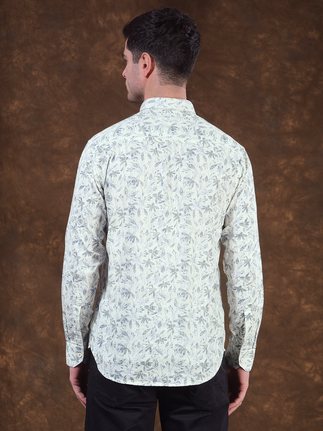 donlay blue printed slim-fit casual shirt