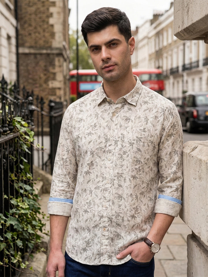 donlay mehandi printed slim-fit casual shirt