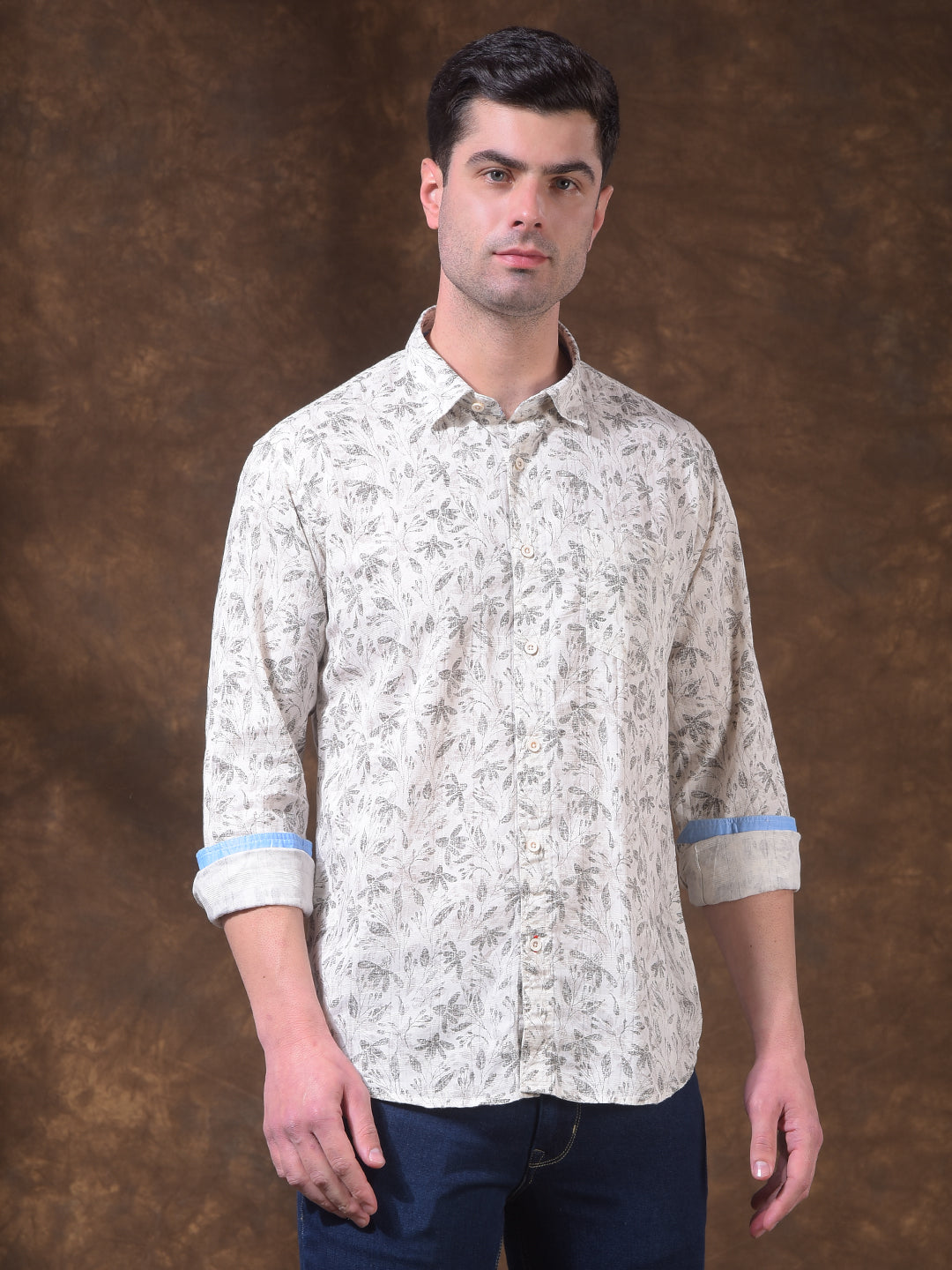 donlay mehandi printed slim-fit casual shirt
