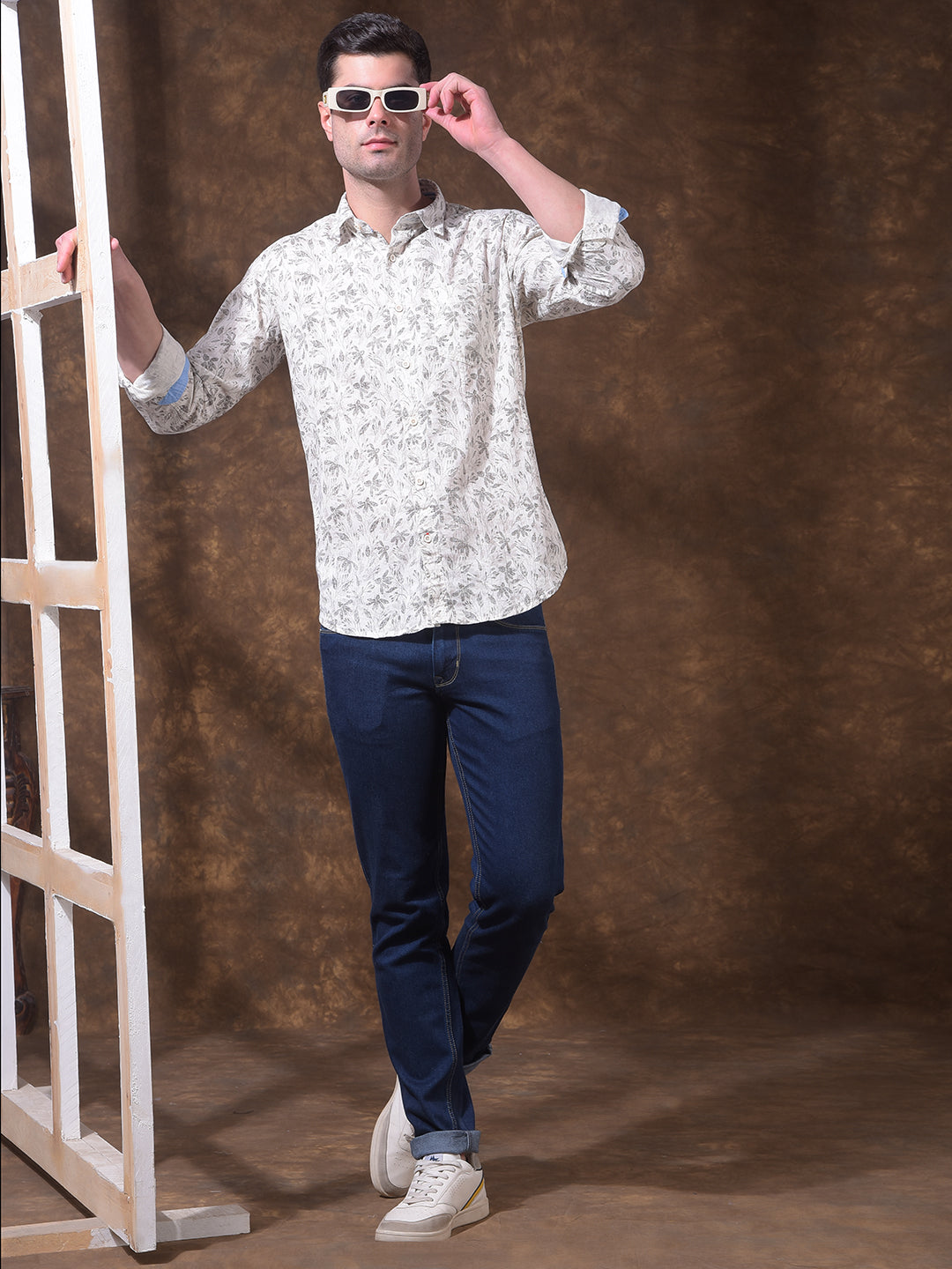 DONLAY MEHANDI PRINTED SLIM-FIT CASUAL SHIRT