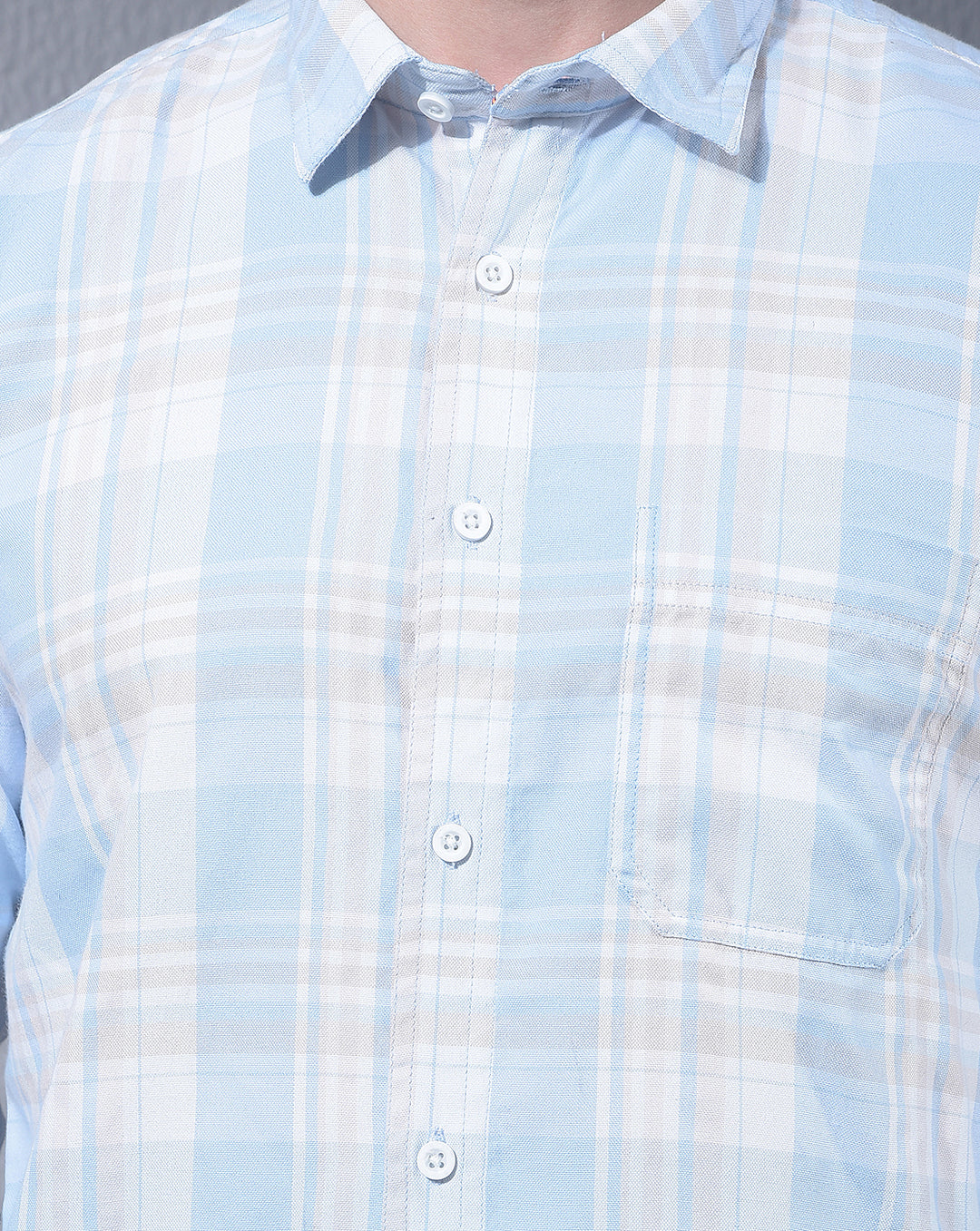 DONLAY BLUE CHECKED SLIM-FIT CASUAL SHIRT