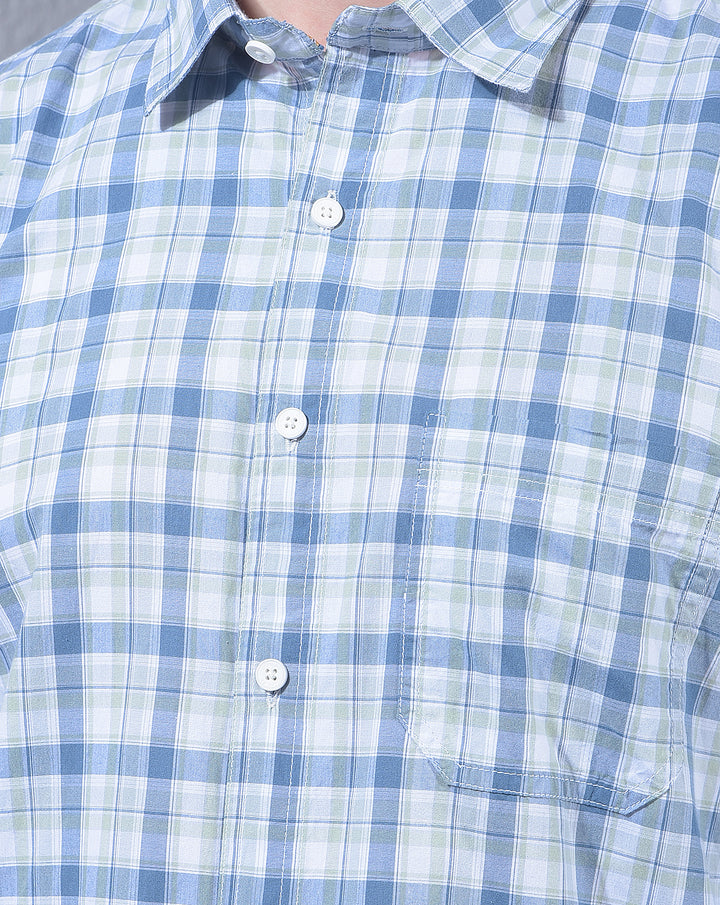 DONLAY GREEN SLIM-FIT CHECKED CASUAL SHIRT