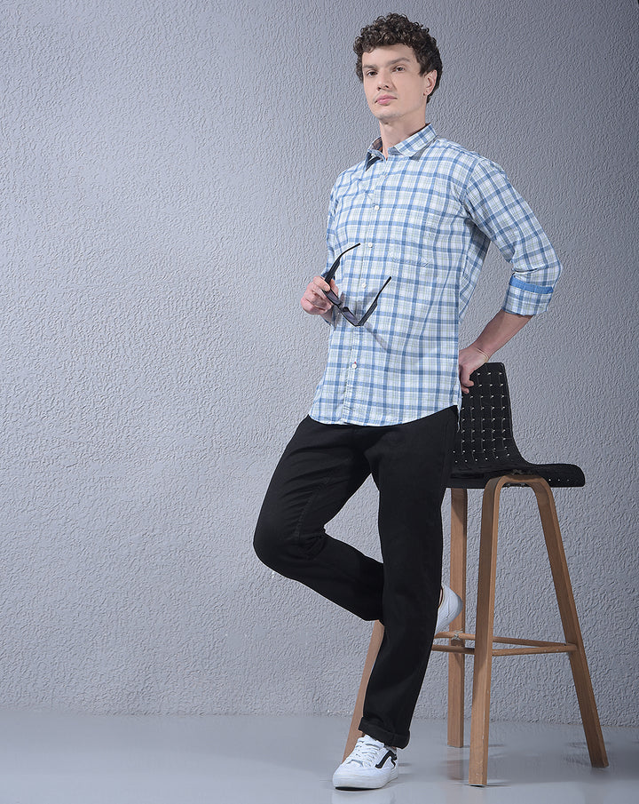 DONLAY GREEN SLIM-FIT CHECKED CASUAL SHIRT