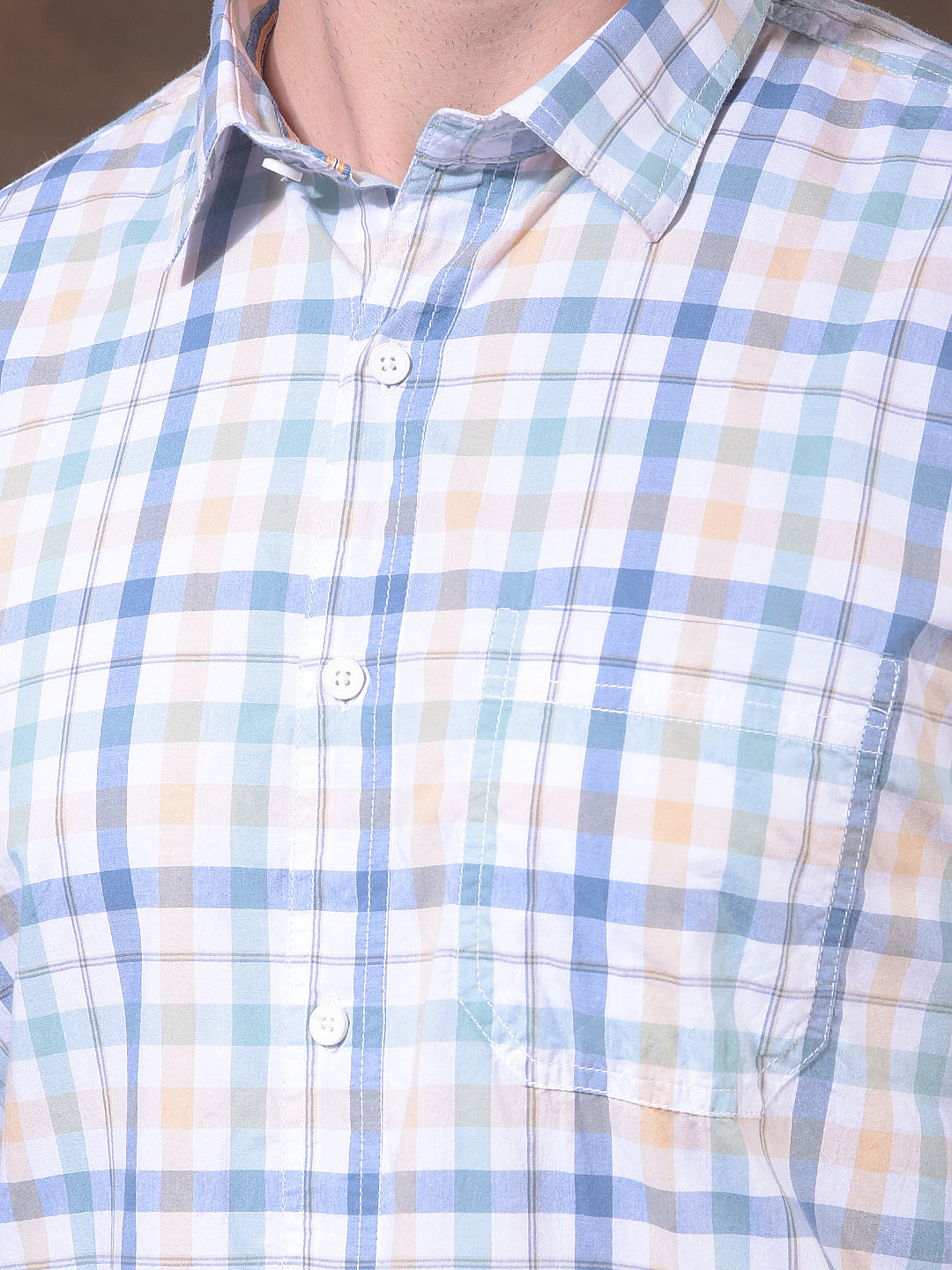 DONLAY GREEN CHECKED SLIM-FIT CASUAL SHIRT