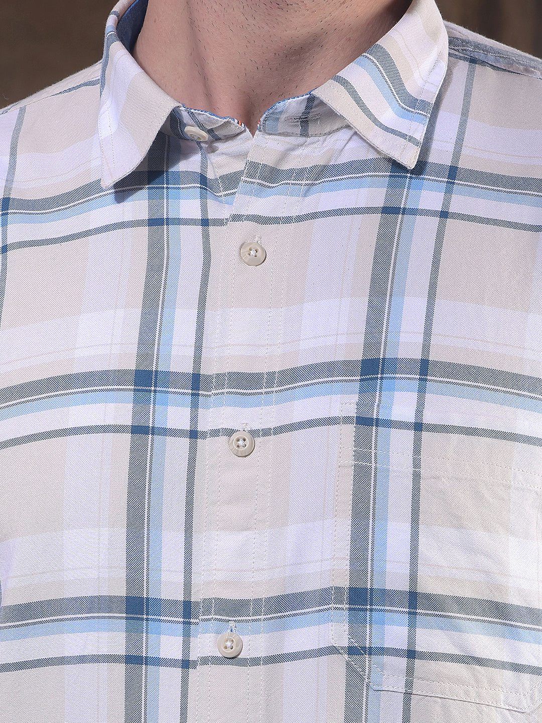 DONLAY BLUE CHECKED SLIM-FIT CASUAL SHIRT