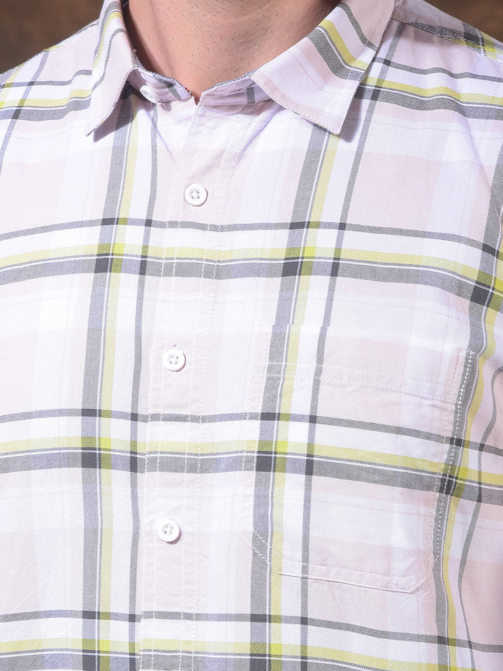 DONLAY MEN'S GREEN CHECKED SLIM-FIT CASUAL SHIRT