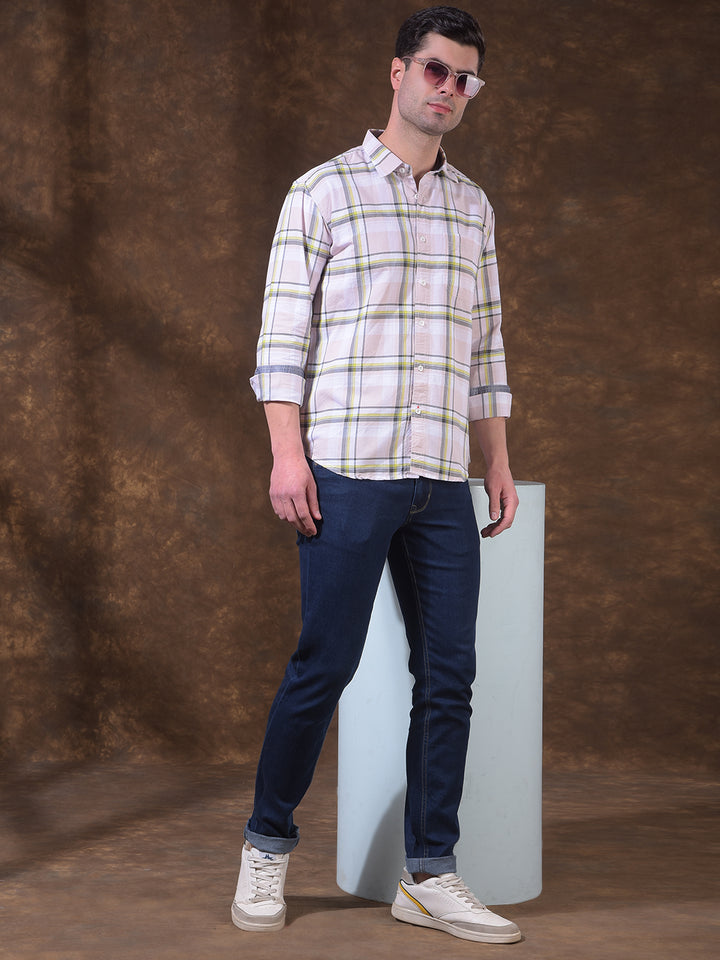 DONLAY MEN'S GREEN CHECKED SLIM-FIT CASUAL SHIRT