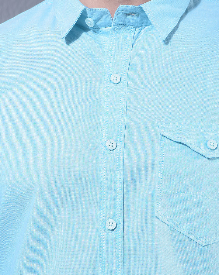 DONLAY TURQUOISE SOLID SLIM-FIT CASUAL SHIRT