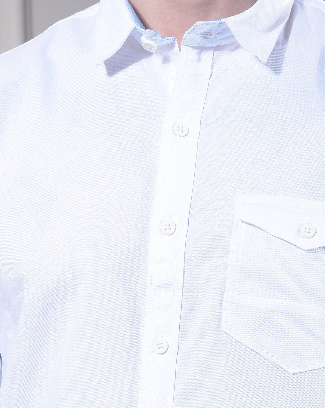 DONLAY WHITE SOLID SLIM-FIT CASUAL SHIRT