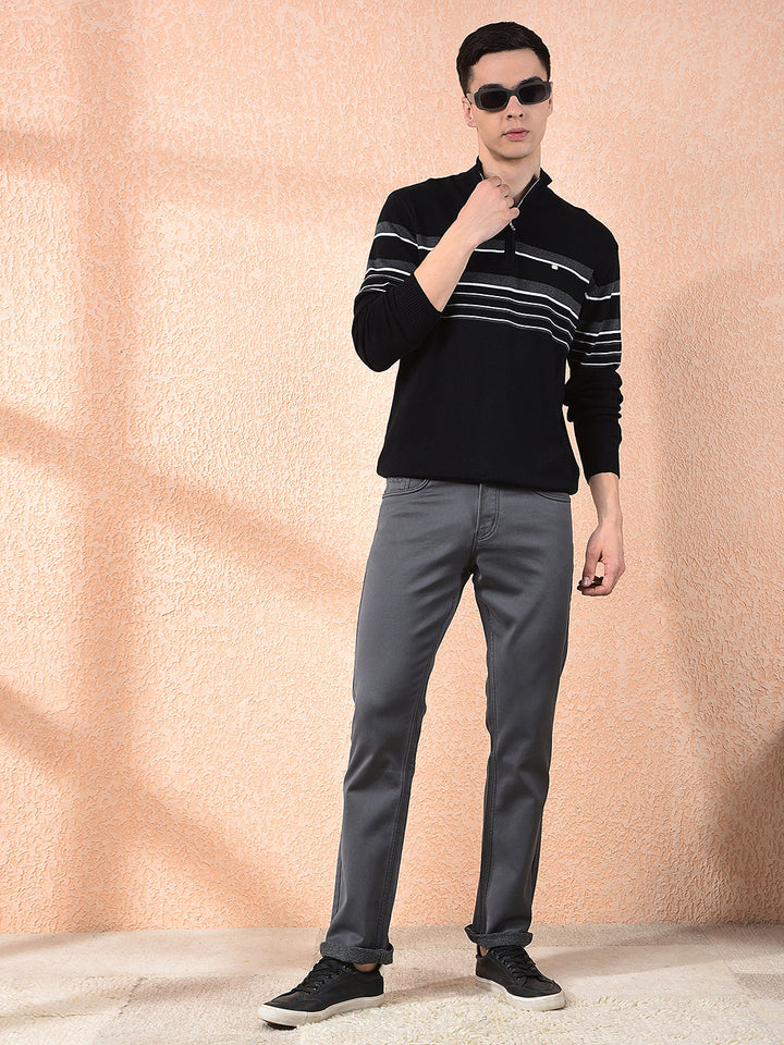 DONLAY DARK GREY STRAIGHT-FIT JEANS