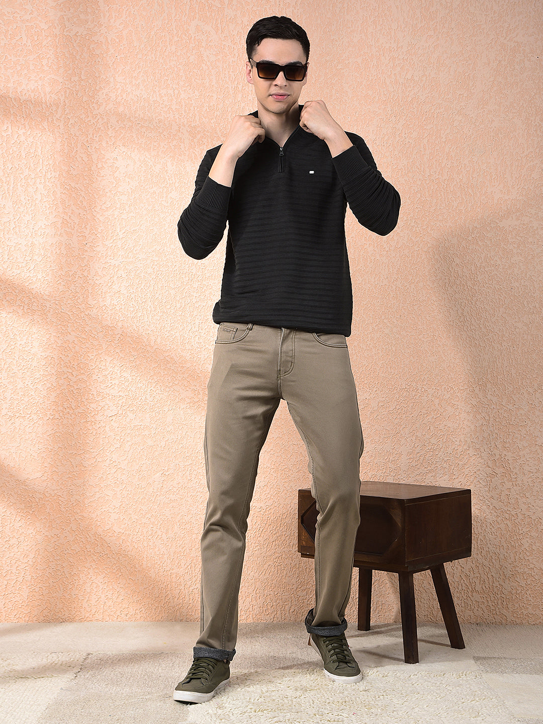 DONLAY KHAKI STRAIGHT-FIT JEANS