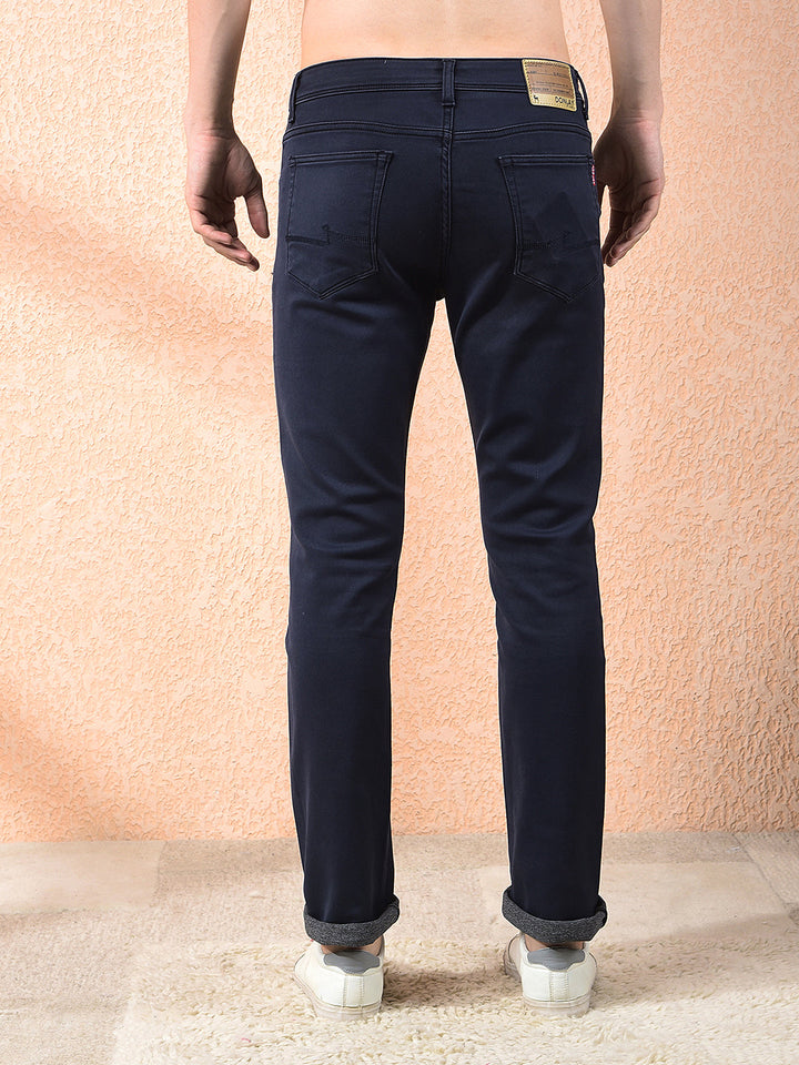 donlay navy blue straight-fit jeans