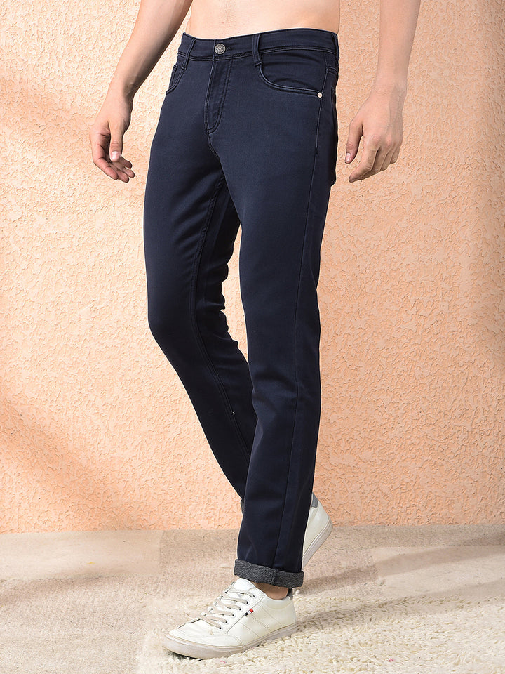 donlay navy blue straight-fit jeans