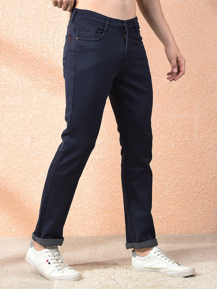 donlay navy blue straight-fit jeans