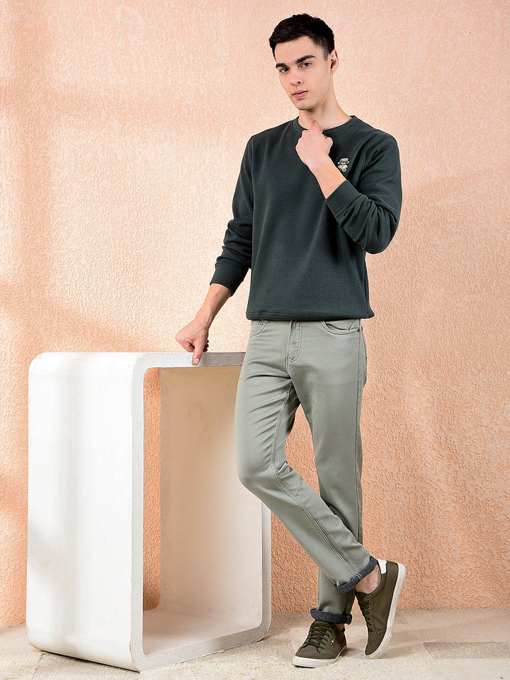DONLAY PISTA GREEN STRAIGHT-FIT JEANS