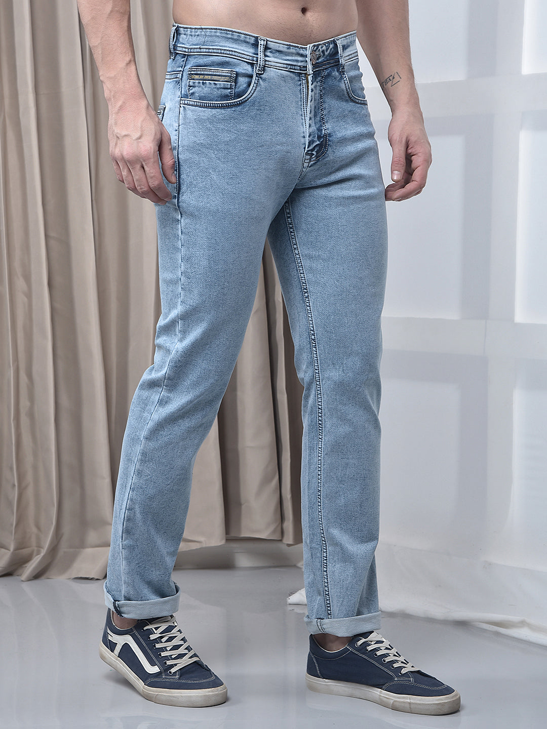 donlay ice blue straight-fit jeans