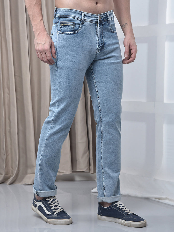 donlay ice blue straight-fit jeans