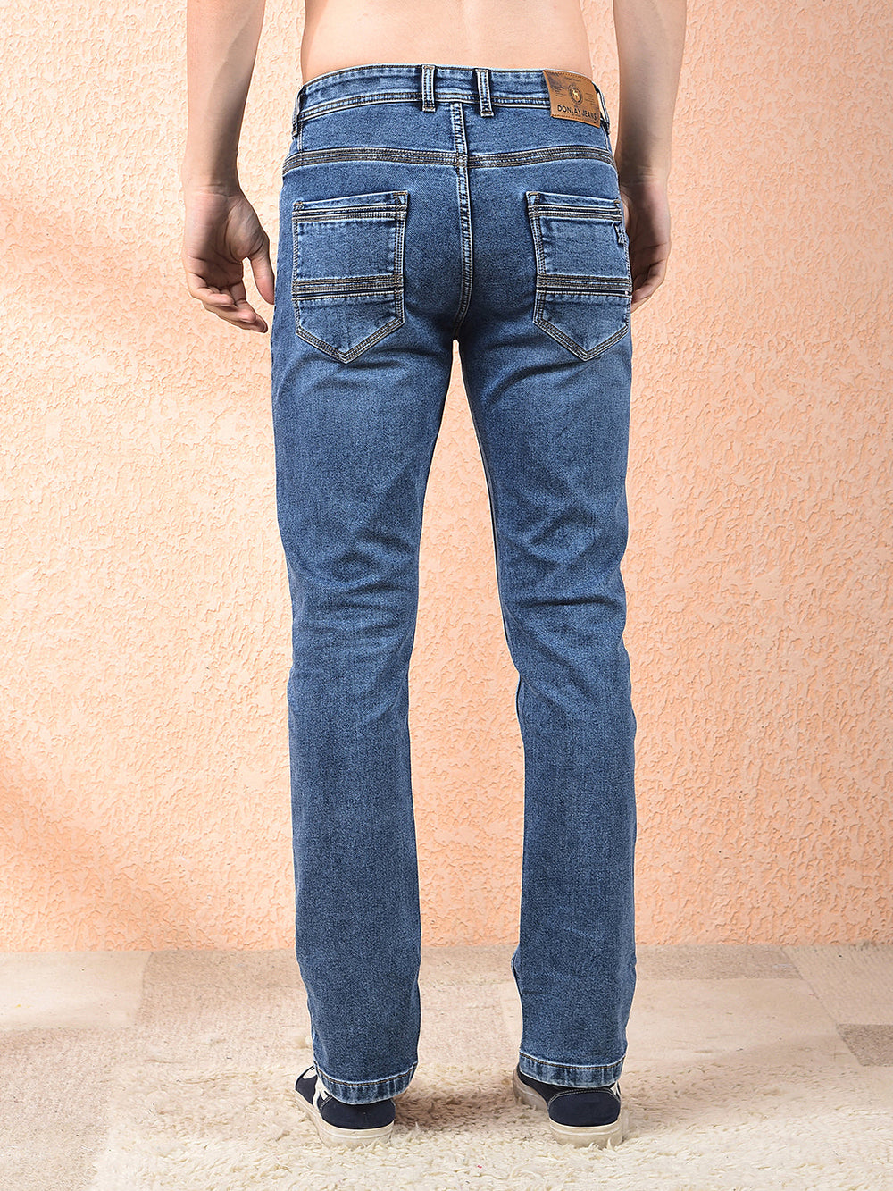 donlay washed blue straight-fit jeans