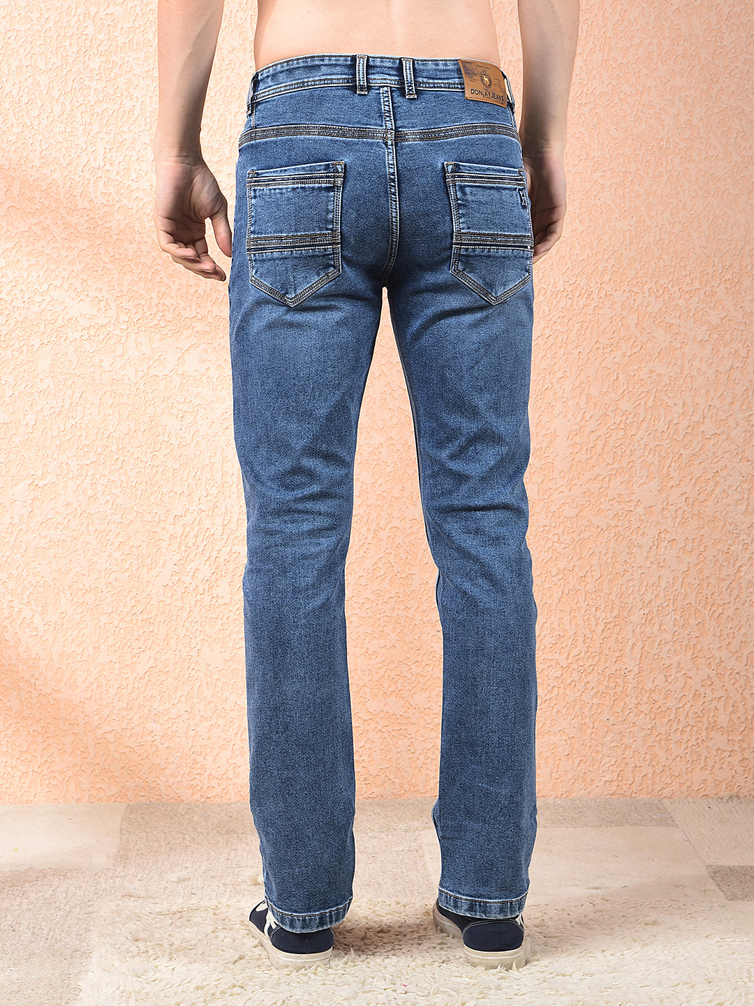 donlay washed blue straight-fit jeans
