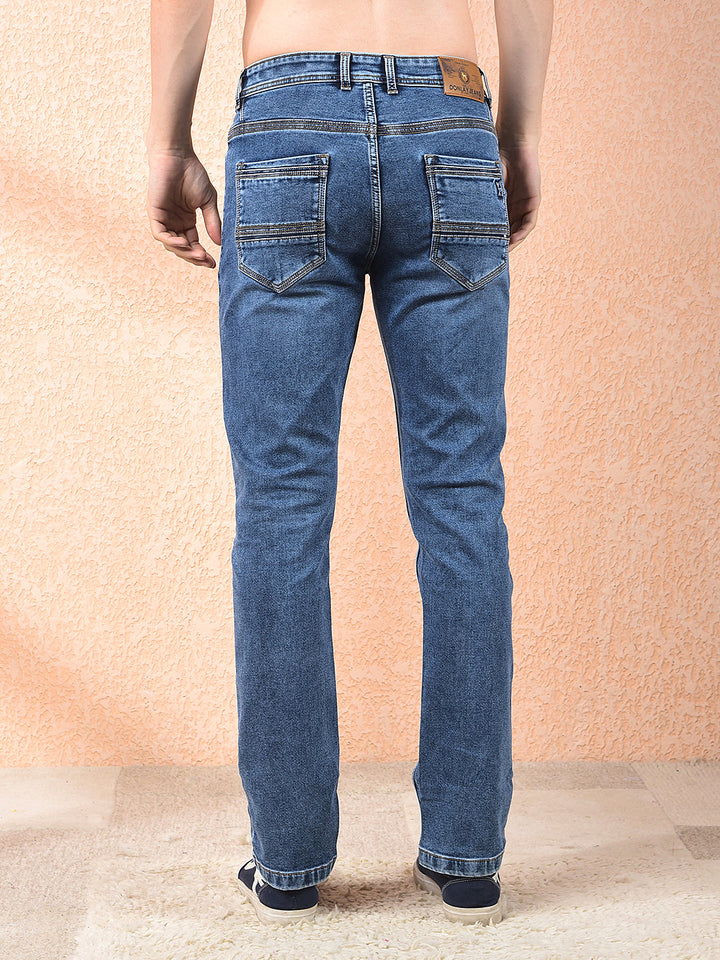 donlay washed blue straight-fit jeans