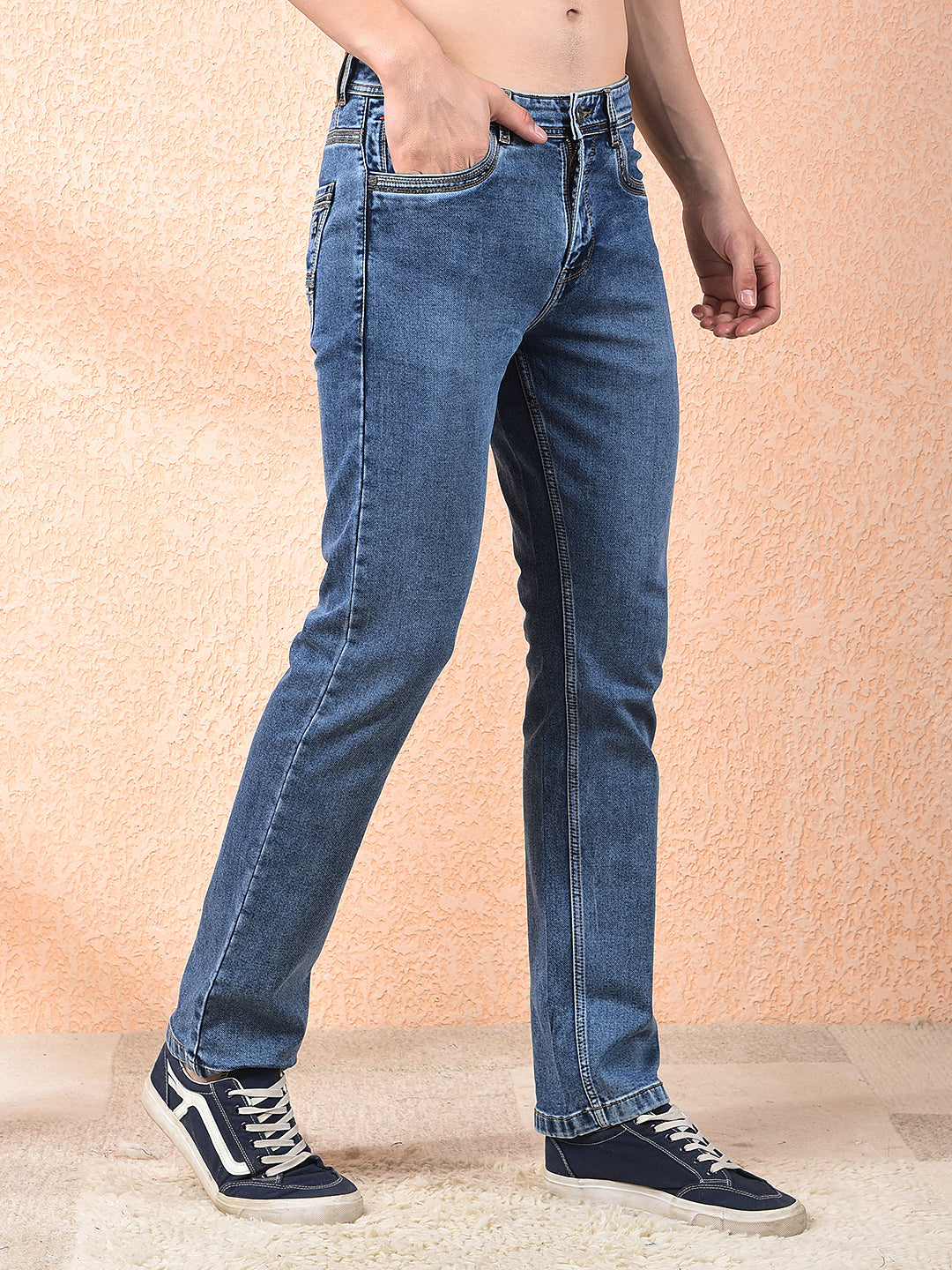 donlay washed blue straight-fit jeans
