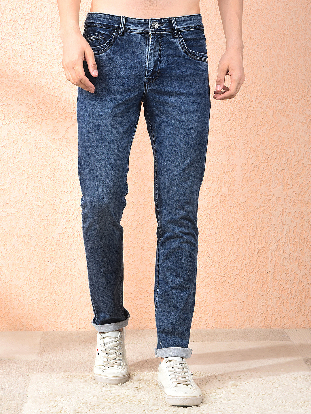 donlay denim blue narrow-fit jeans